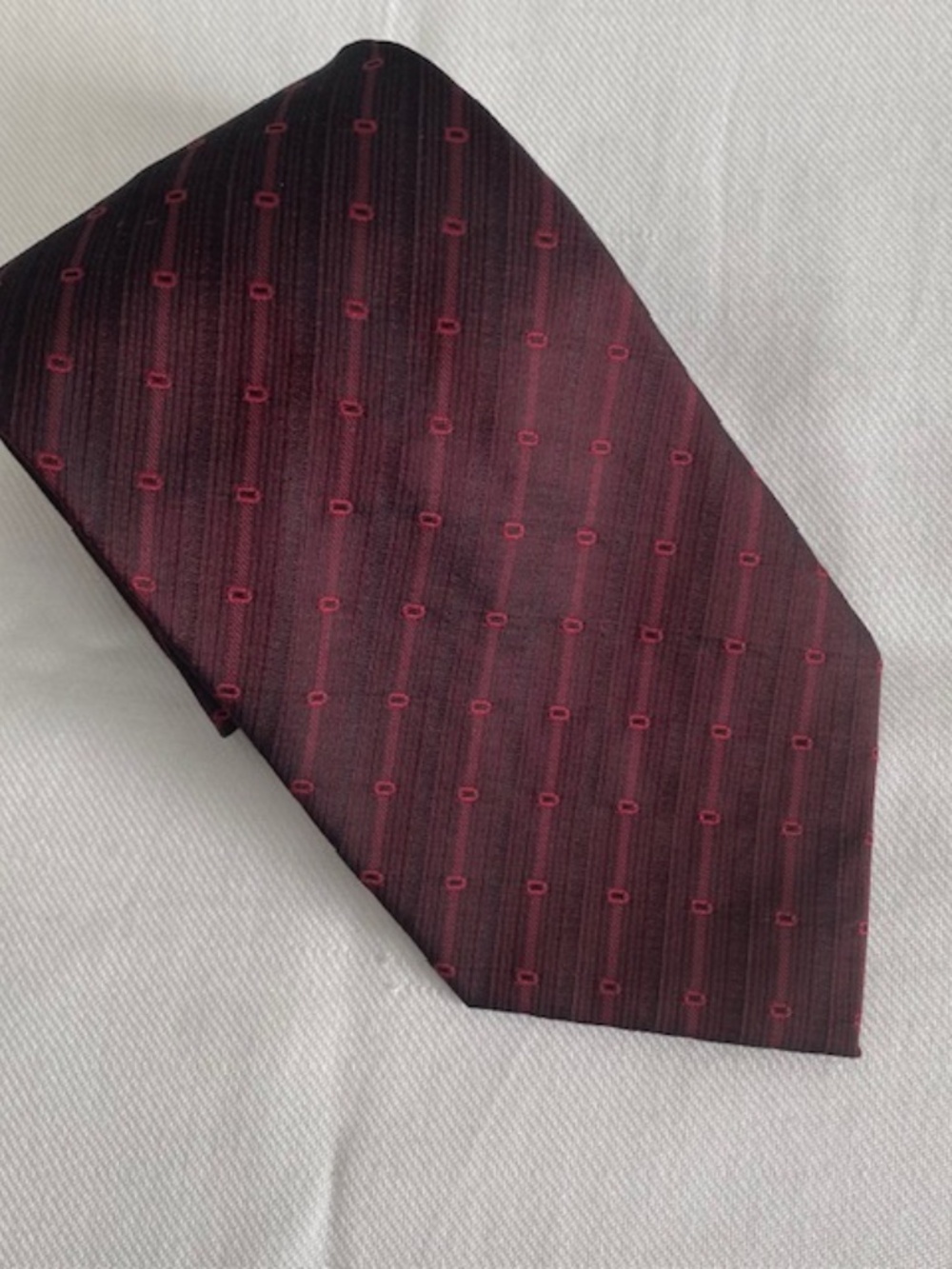 RENOMA PARIS Geometric Bordeaux Silk Tie